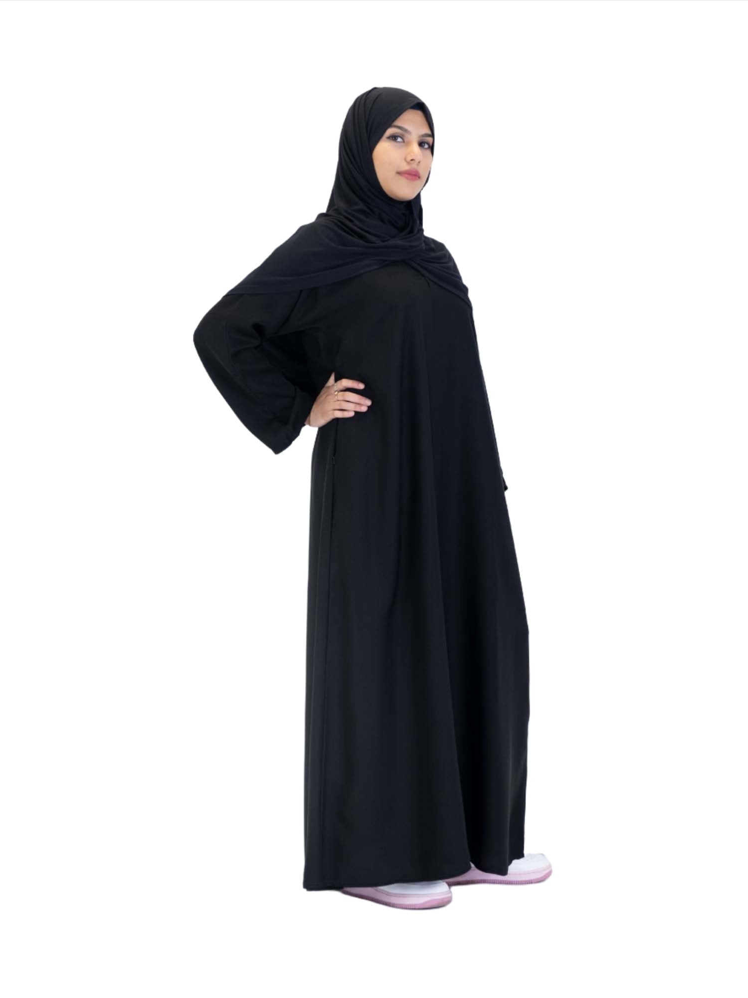 Nida One Button Abaya With Pocket - Islamic Impressions