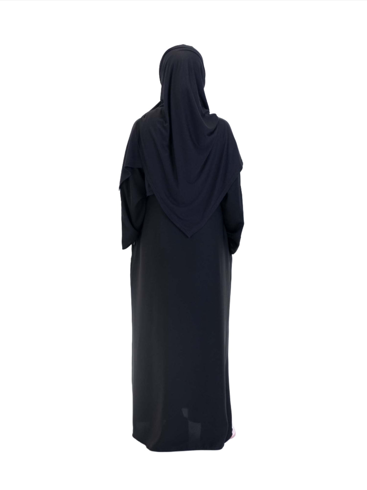 Black Nida One Button Abaya With Pocket, 5