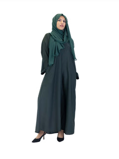 Nida One Button Abaya With Pocket - Islamic Impressions