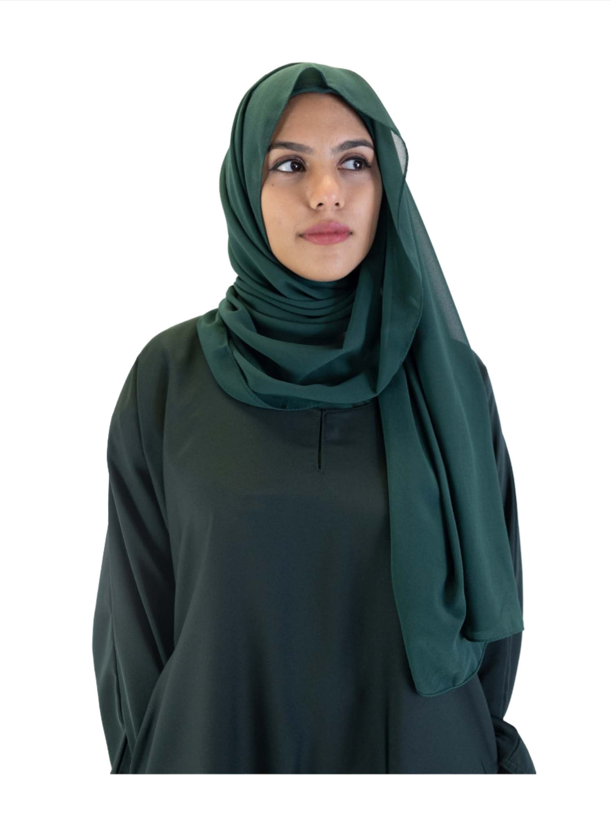 Green Nida One Button Abaya With Pocket, 5