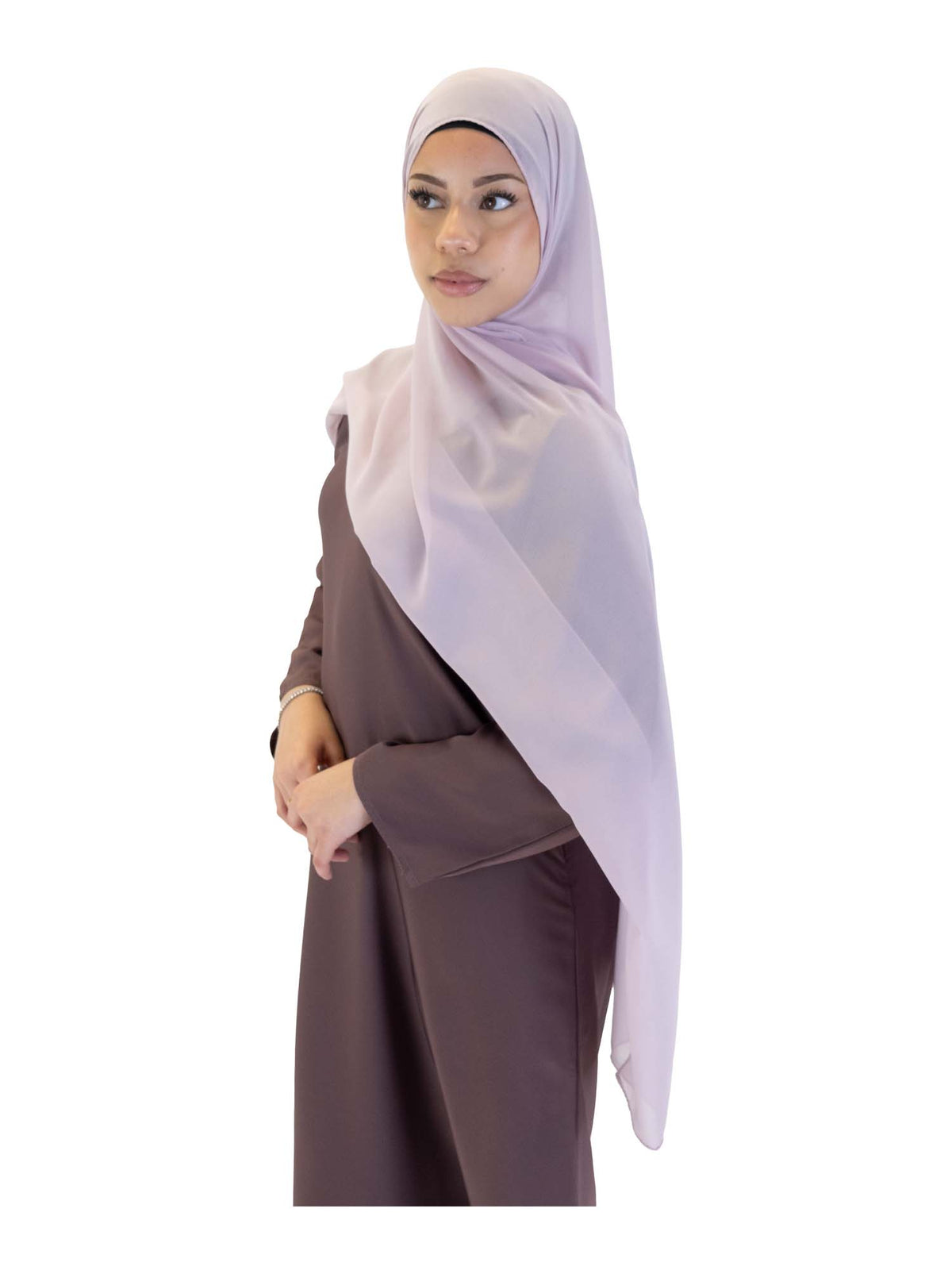 Mauve Nida One Button Abaya With Pocket, 4