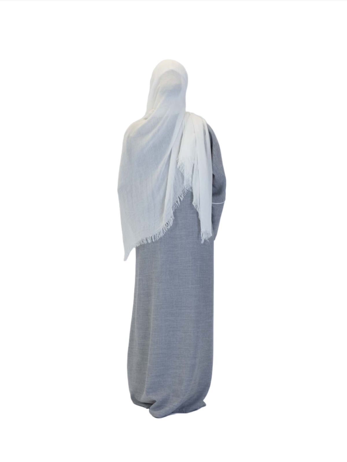 Grey Linen Open Abaya, 3