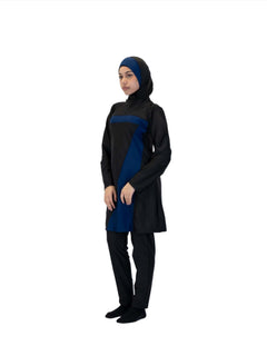 Black stripe Burkini, three-piece modest swimwear set