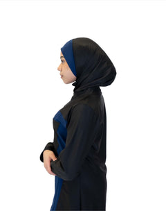 Black stripe Burkini, three-piece modest swimwear set