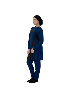 Navy Blue stripe Burkini, three-piece modest swimwear set