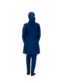 Navy Blue stripe Burkini, three-piece modest swimwear set