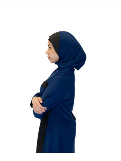 Navy Blue stripe Burkini, three-piece modest swimwear set