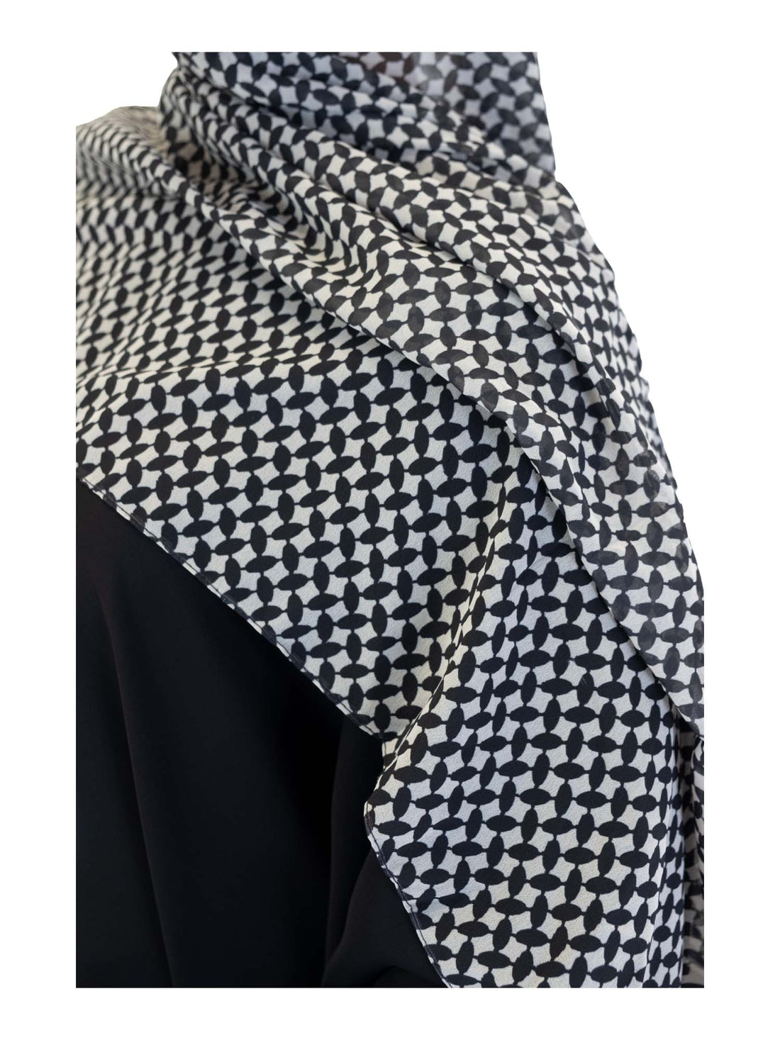 Women's Keffiyeh Style Scarf in Black/Beige, view 3
