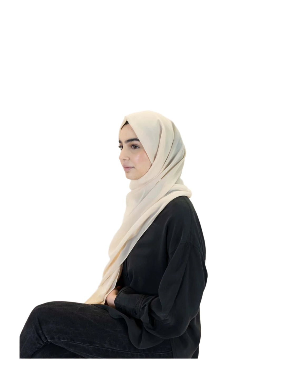 Plain Chiffon Scarf in Beige, view 2
