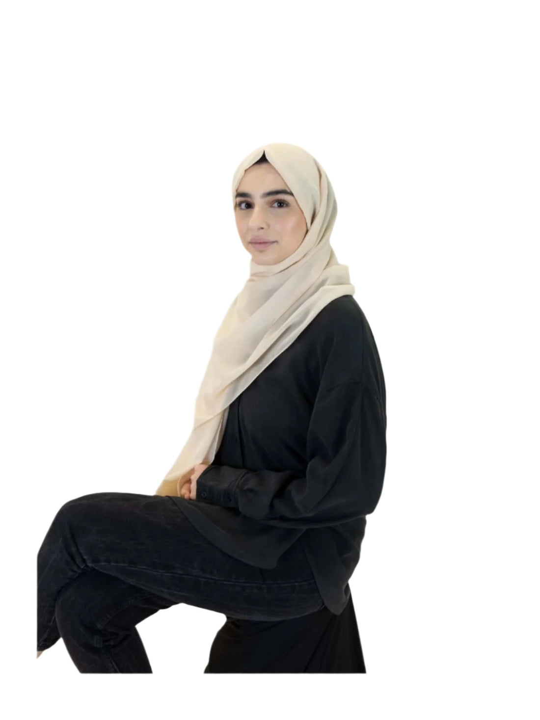 Plain Chiffon Scarf in Beige, view 1