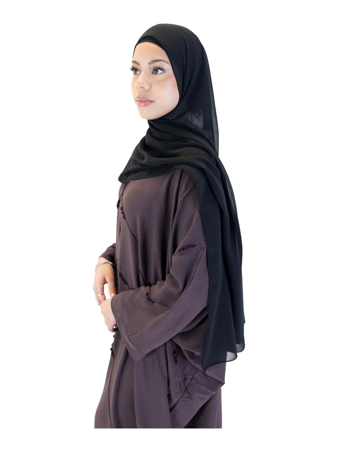 Plain Chiffon Scarf in Black, view 5