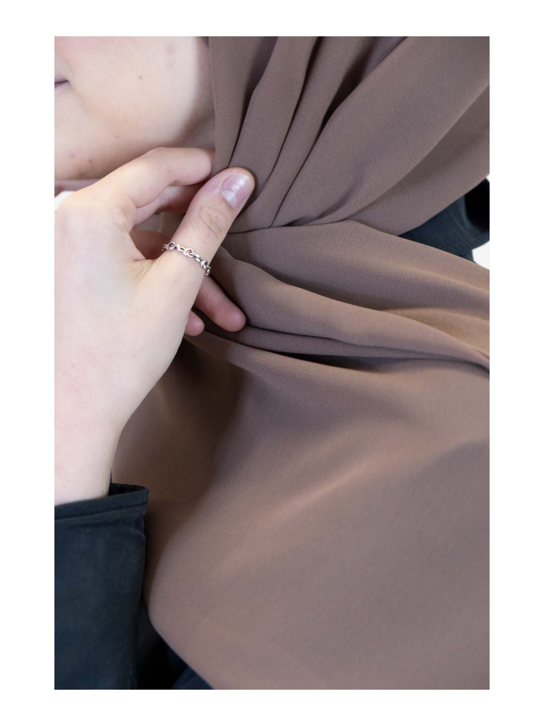 Plain Chiffon Scarf in Light Brown, view 3