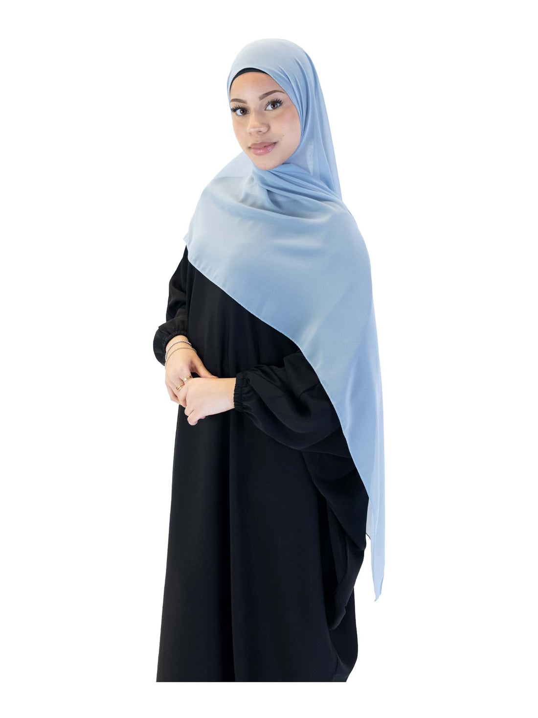 Plain Chiffon Scarf in Light Denim, view 1