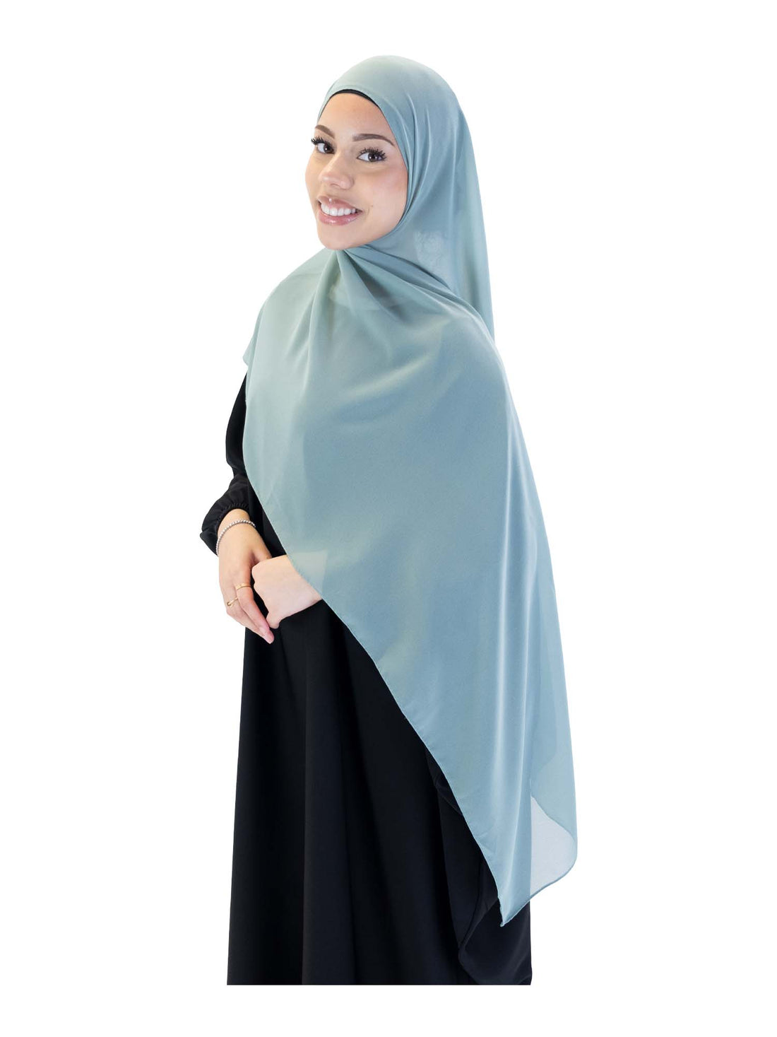 Plain Chiffon Scarf in Duck Egg, view 1