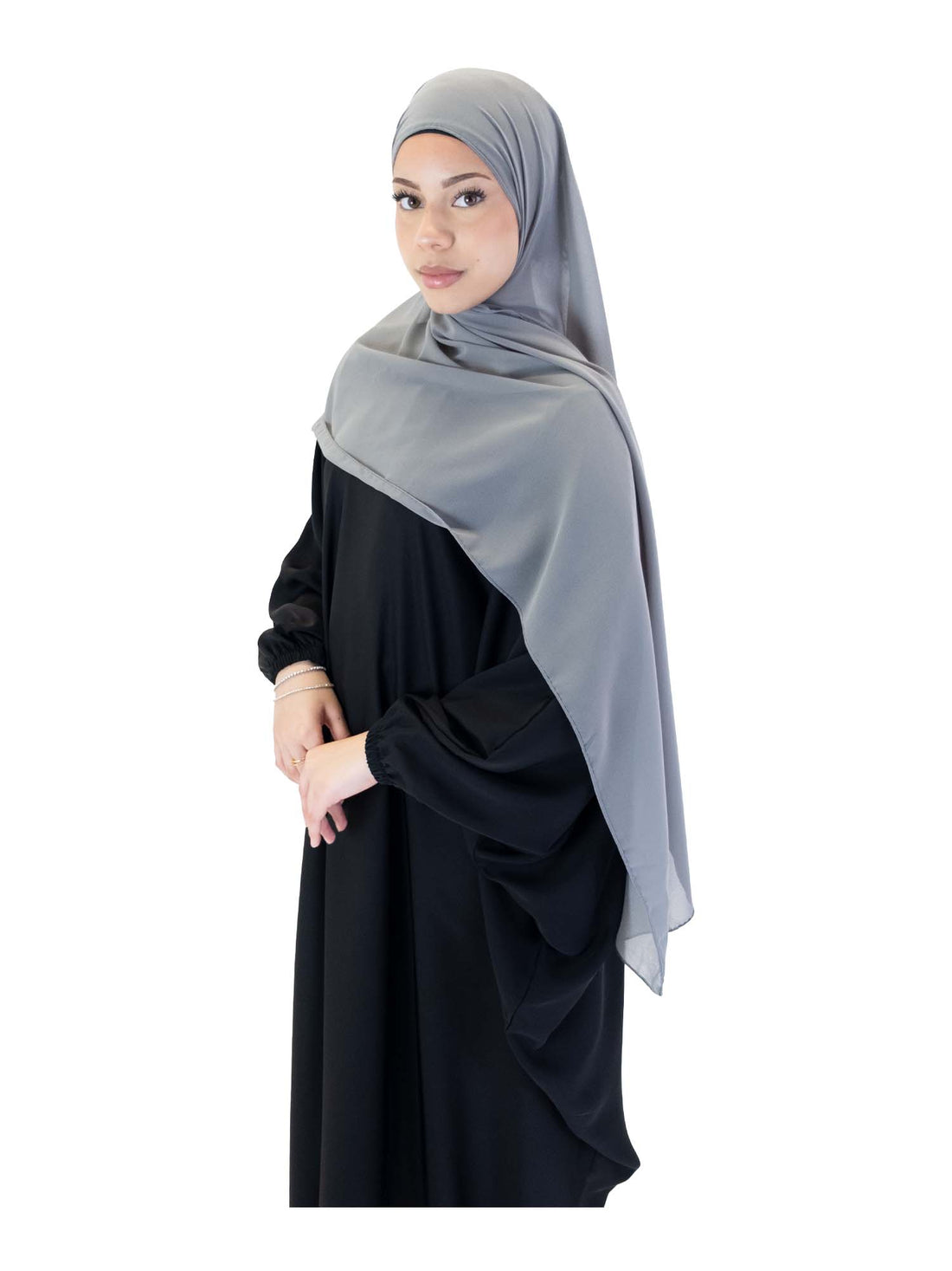 Plain Chiffon Scarf in Grey, view 1