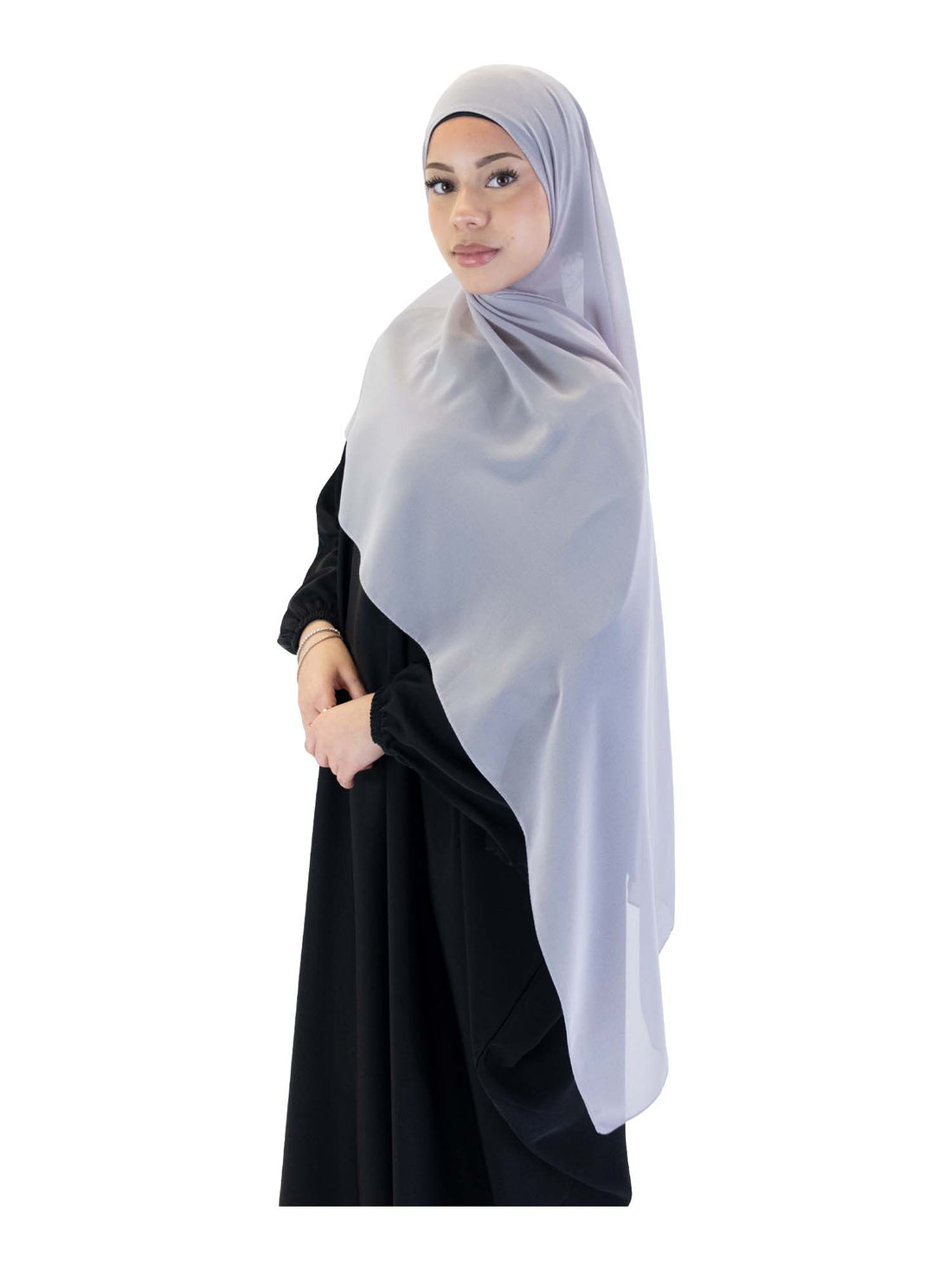Plain Chiffon Scarf in Lilac Grey, view 1