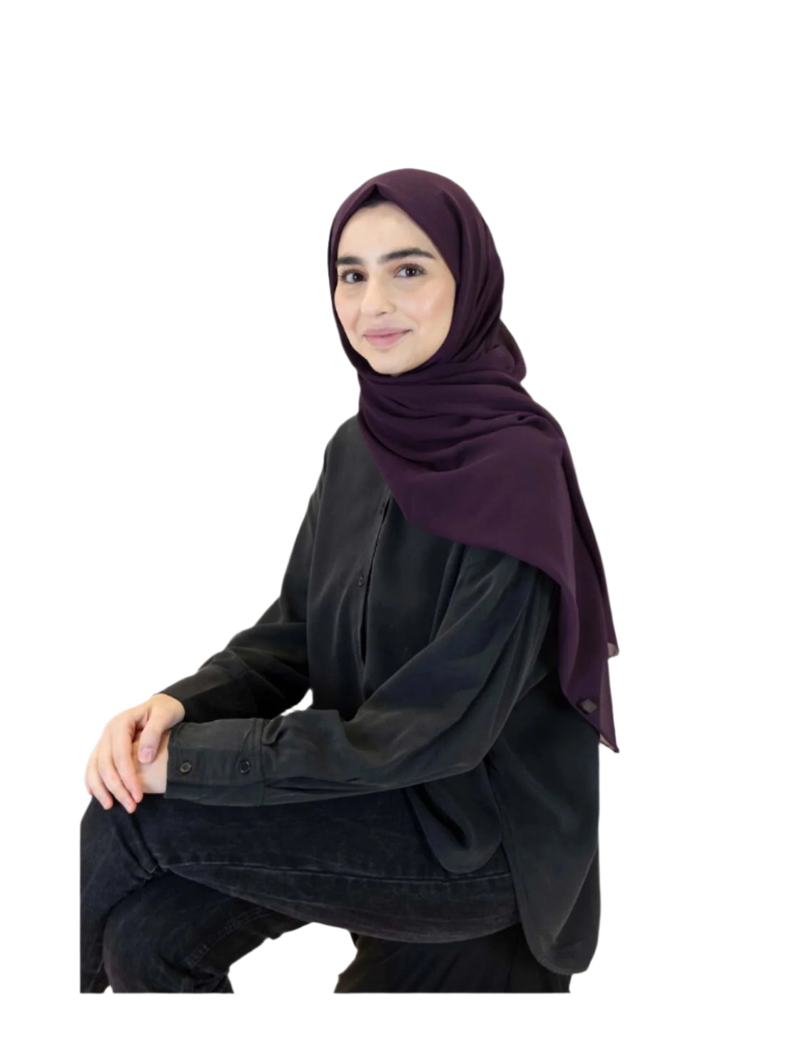 Plain Chiffon Scarf in Purple, view 1