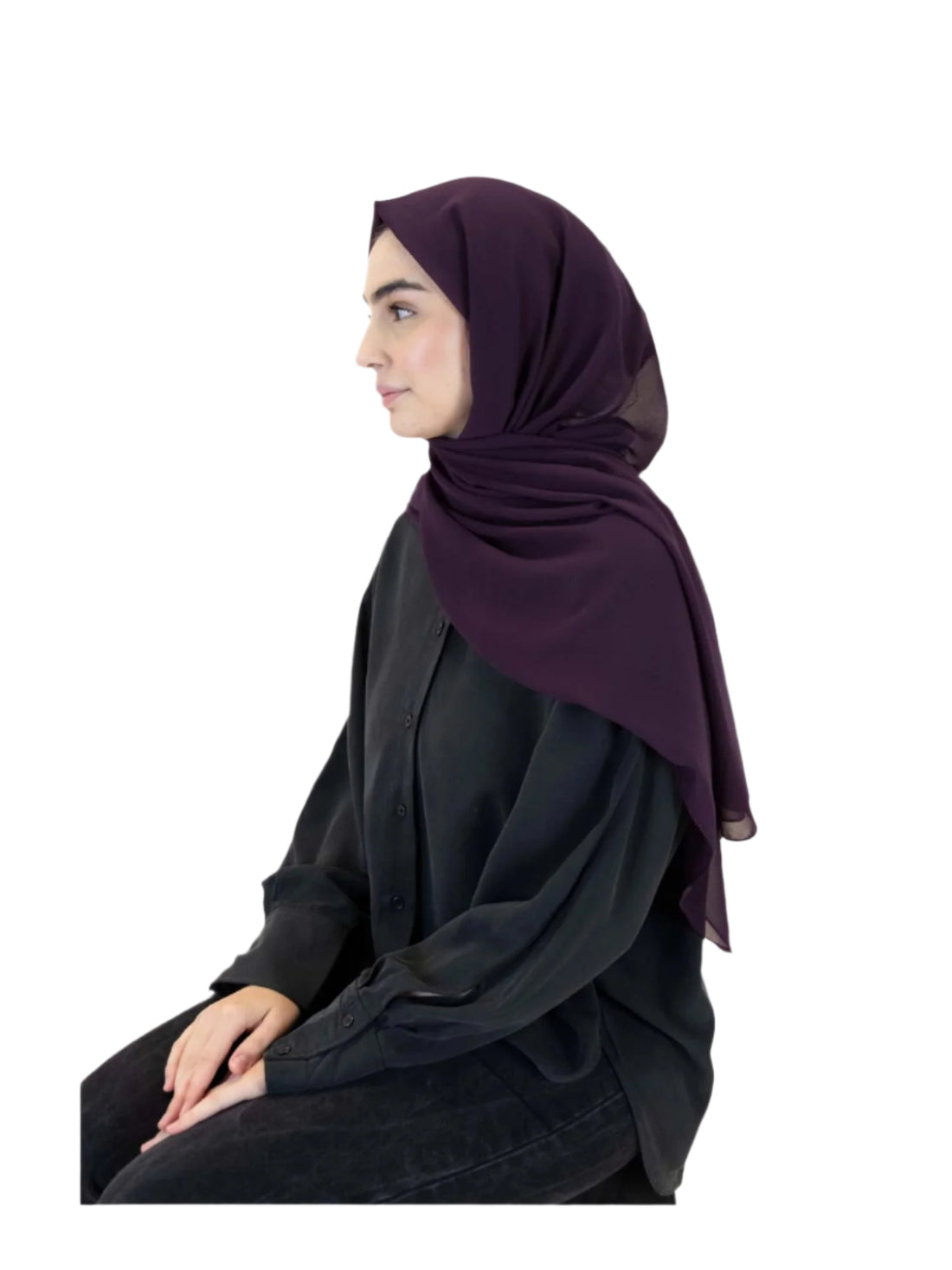 Plain Chiffon Scarf in Purple, view 2