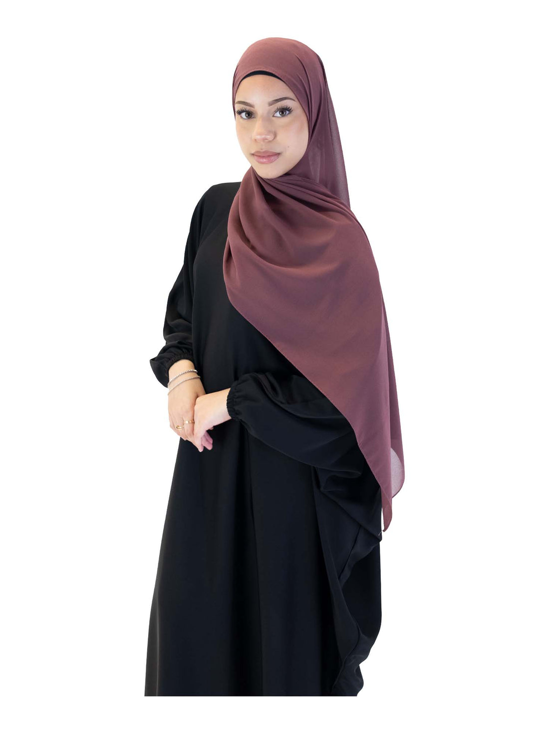 Plain Chiffon Scarf in Dark Purple, view 1