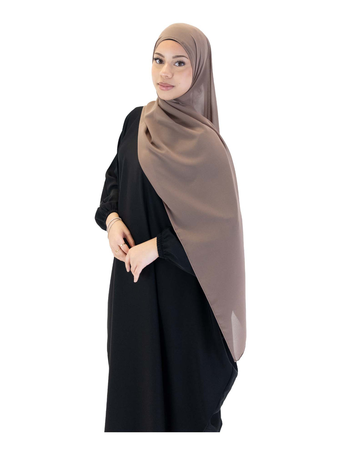 Plain Chiffon Scarf in Deep Taupe, view 1