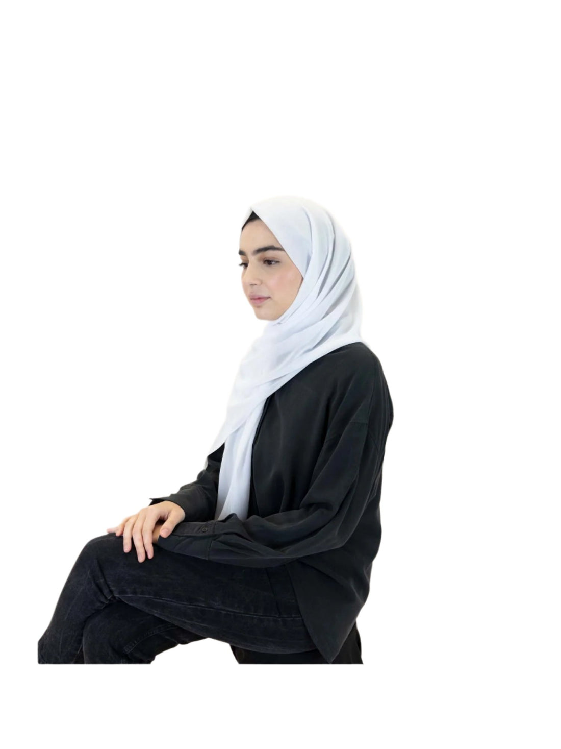 Plain Chiffon Scarf in White, view 2