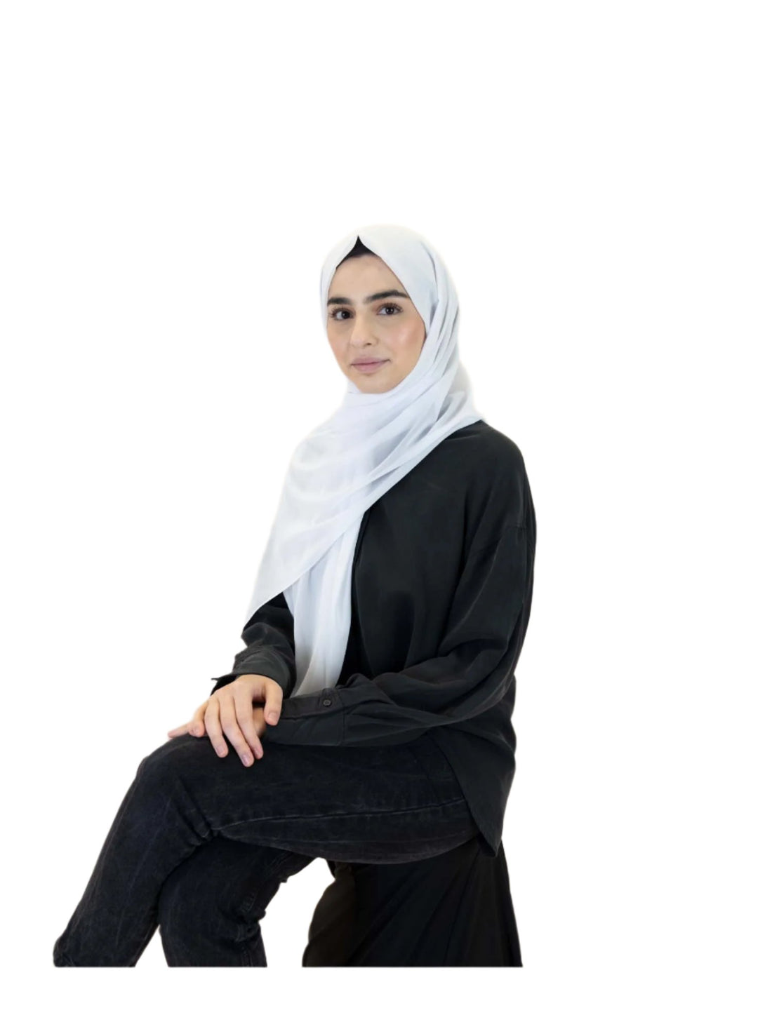 Plain Chiffon Scarf in White, view 1