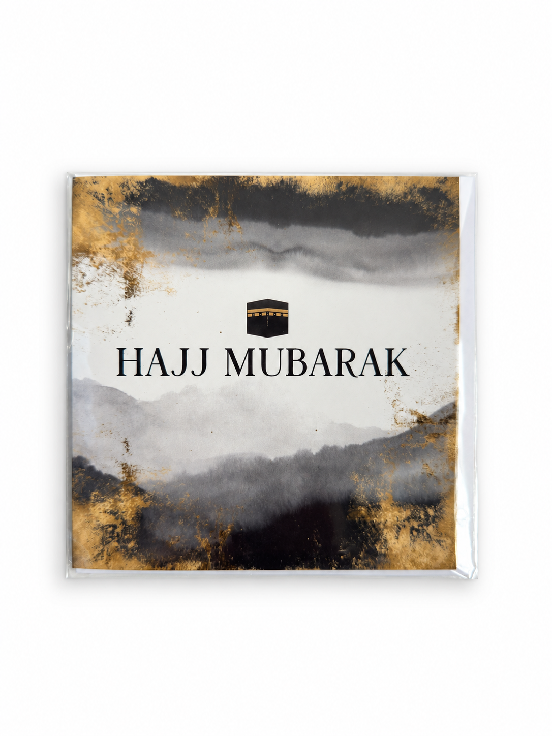 Greeting Card - Hajj Mubarak (Watercolour/Gold) - Islamic Impressions
