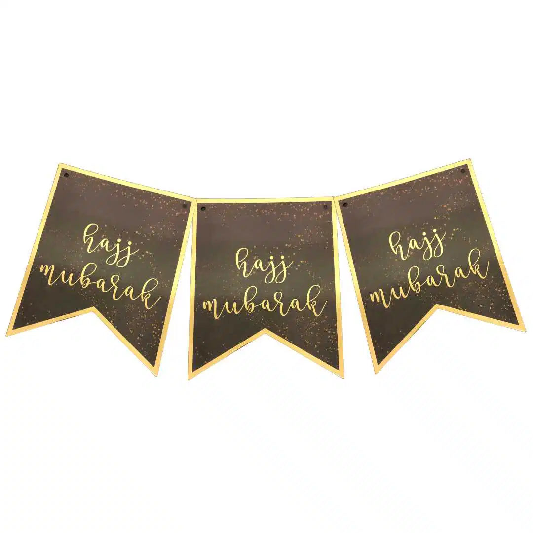 Hajj Mubarak Black/Gold Banner - Islamic Impressions