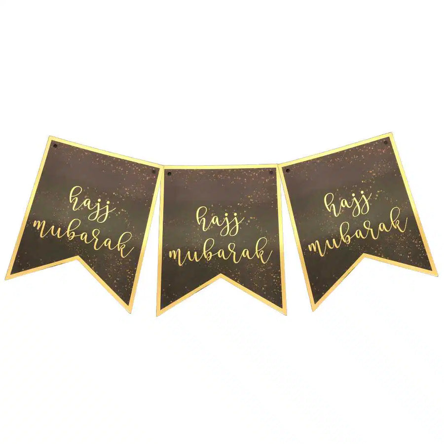 Hajj Mubarak Black/Gold Banner - Islamic Impressions