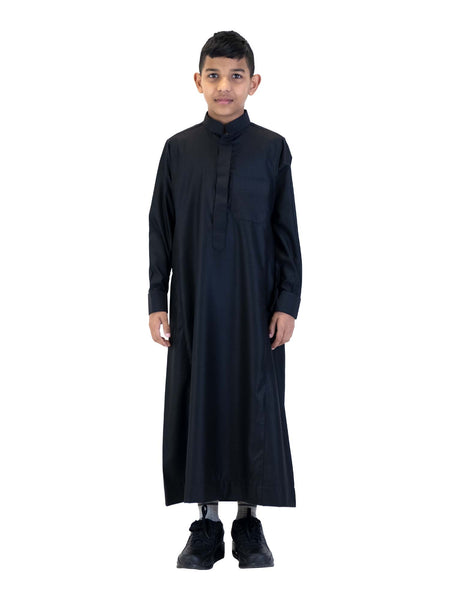 Islamic Impressions Boys's Plain Thobe With Collar & Cufflink - "Qatari Collection"