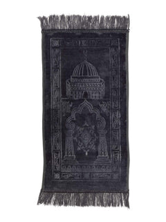 Grey children's velvet prayer mat, full view