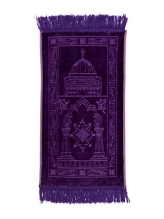 Purple children's velvet prayer mat, full view