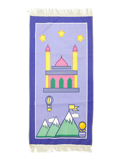 Purple children's cartoon prayer mat with mountain design