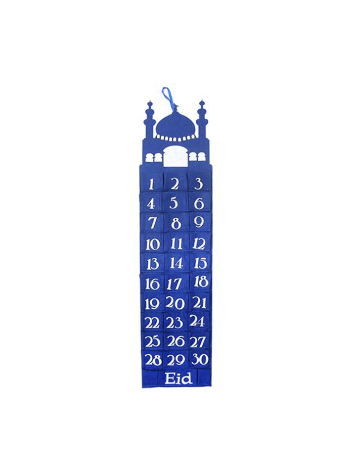 Mosque Felt Ramadan Advent Calendar With Pockets - Blue