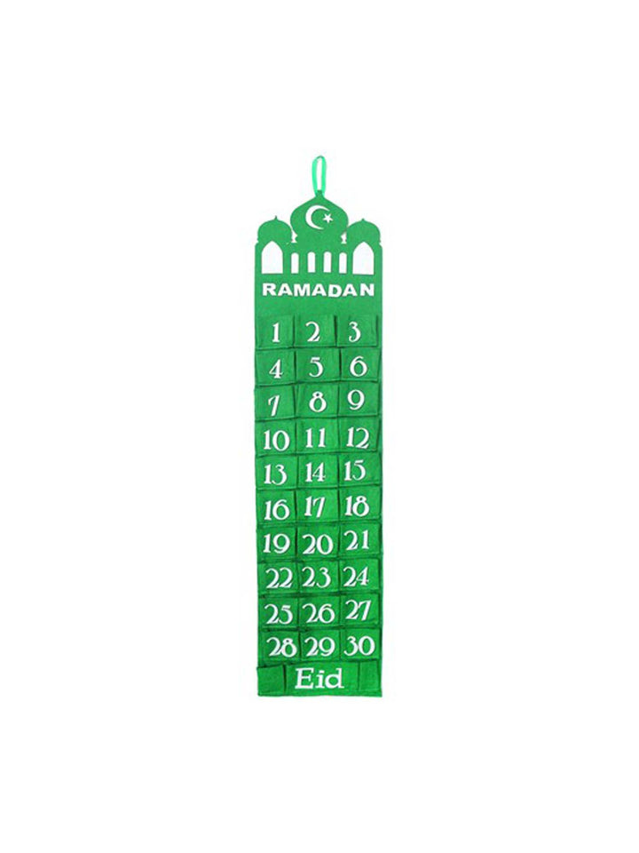 Mosque Felt Ramadan Advent Calendar With Pockets - Green