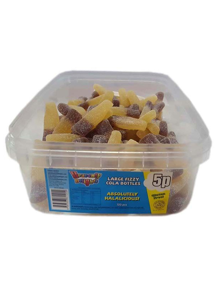 Large Fizzy Cola Bottles Sweets - Heavenly Delights - 5p - 120 pieces Tub - Islamic Impressions