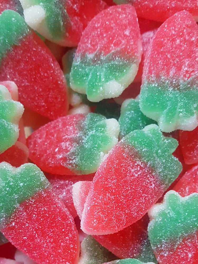 Giant Fizzy Strawberries Sweets - Heavenly Delights - 5p - 120 pieces Tub - Islamic Impressions