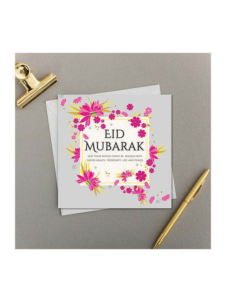 Eid Mubarak Card - Gold Foil Floral - Islamic Impressions
