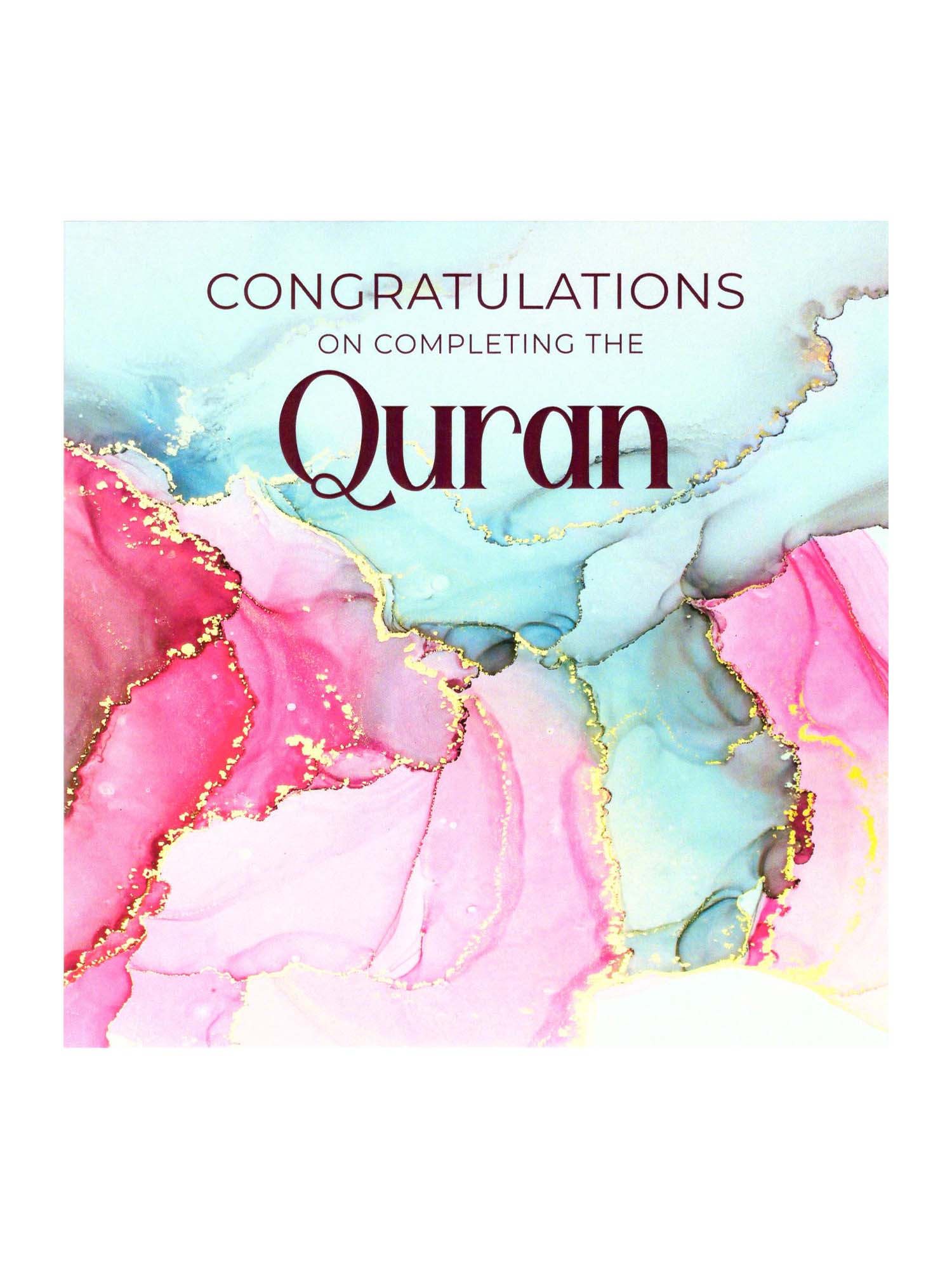 Greeting Card - Congratulations on Completing The Quran (Pink Marble) - Islamic Impressions