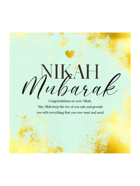 Greeting Card - Nikah Mubarak (Blue/Gold)
