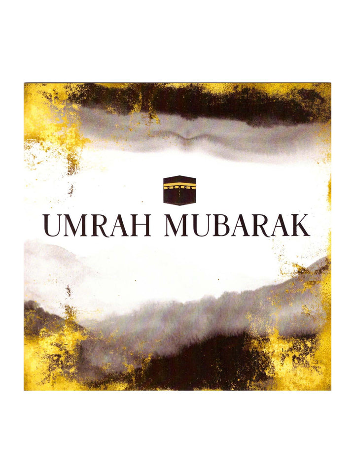 Greeting Card - Umrah Mubarak (Watercolour/Gold) - Islamic Impressions