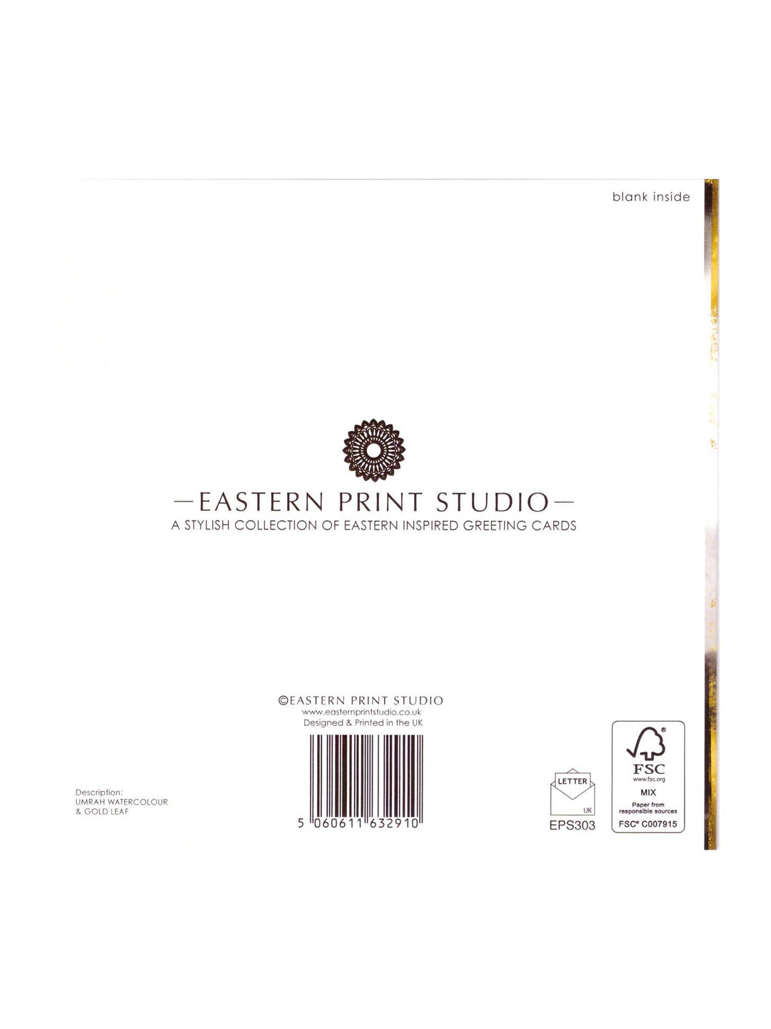 Greeting Card - Umrah Mubarak (Watercolour/Gold) - Islamic Impressions