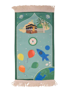 Blue children's prayer mat from the money-box gift set, full view