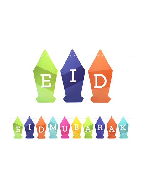 Multicolour Lantern Shaped Eid Mubarak Bunting