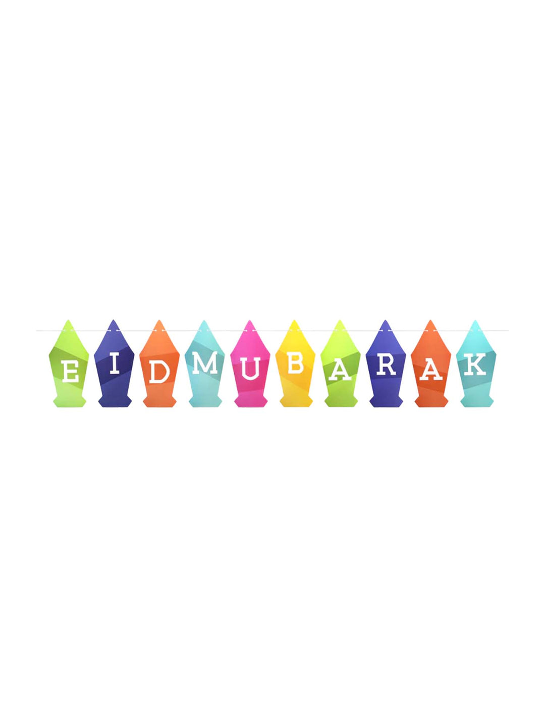 رايات عيد مبارك متعددة الألوان على شكل فانوس