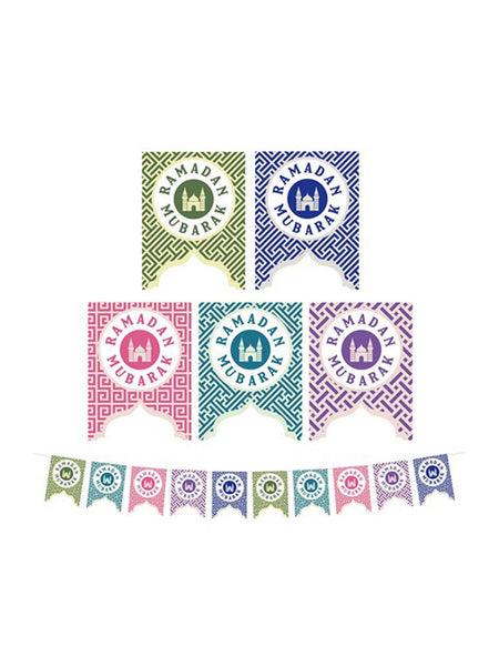 Bunting - Multicolour Ramadan Mubarak Mosque Cutout Card