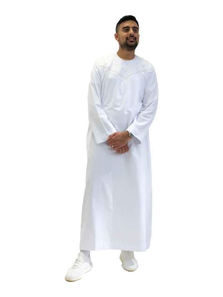 Islamic Impressions Mens Omani Thobe - Long Sleeve - V Design - Islamic Impressions