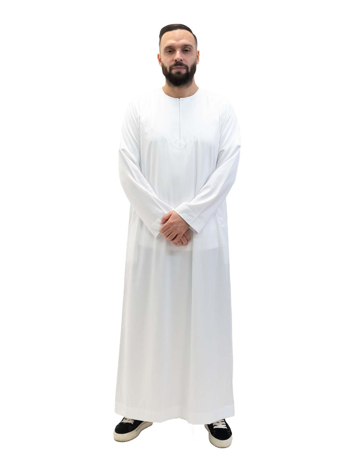 Islamic Impressions Men's Silky Thobe With Zip - Full Sleeve