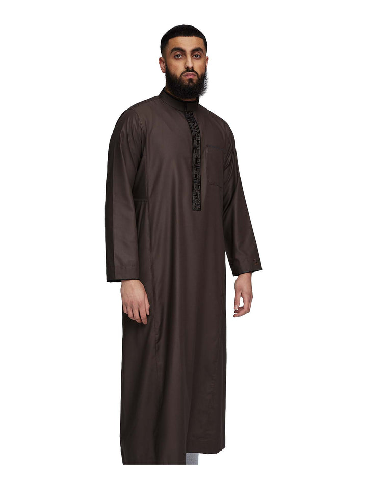 Islamic Impressions Men's Embroidered Thobe with Collar - Sultan Collection