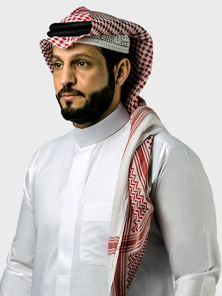 Genuine Al Aseel Saudi Thobe With Collar - Full Sleeve - White (Hidden Buttons) - Islamic Impressions
